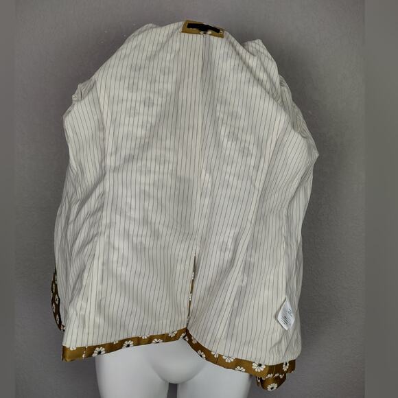 J. Crew Campbell Scattered Daisy Gold Floral Print Jacquard Gold Button Blazer 0 - Picture 13 of 16